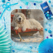 Grote Pyreneeën Hond Kerstfeest Papieren Bordje (Feest)