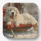 Grote Pyreneeën Hond Kerstfeest Papieren Bordje (Voorkant)