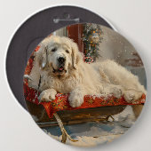 Grote Pyreneeën Hond Kerstfeest Ronde Button 6,0 Cm (Voorkant /achterkant)