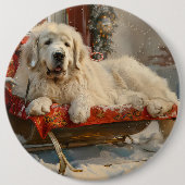 Grote Pyreneeën Hond Kerstfeest Ronde Button 6,0 Cm (Voorkant)