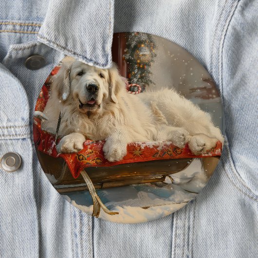 Grote Pyreneeën Hond Kerstfeest Ronde Button 6,0 Cm (In situ)