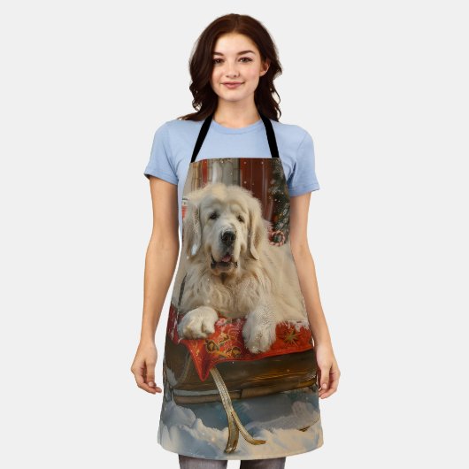 Grote Pyreneeën Hond Kerstfeest Schort (Gedragen)
