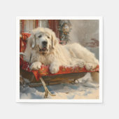 Grote Pyreneeën Hond Kerstfeest Servet (Voorkant)