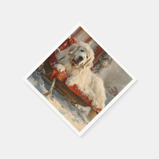 Grote Pyreneeën Hond Kerstfeest Servet (Hoek)
