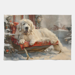 Grote Pyreneeën Hond Kerstfeest Theedoek