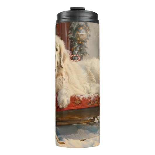 Grote Pyreneeën Hond Kerstfeest Thermosbeker (Voorkant)