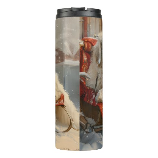 Grote Pyreneeën Hond Kerstfeest Thermosbeker (Achterkant)