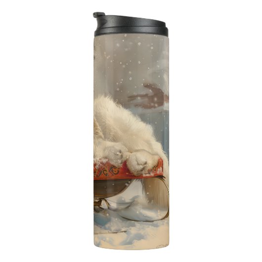 Grote Pyreneeën Hond Kerstfeest Thermosbeker (Geroteerd rechts)