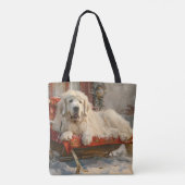 Grote Pyreneeën Hond Kerstfeest Tote Bag (Achterkant)