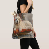 Grote Pyreneeën Hond Kerstfeest Tote Bag (Dichtbij)