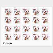 Grote Pyreneeën hond met Buffalo Plaid Kerstman Ho Vierkante Sticker (Vel)