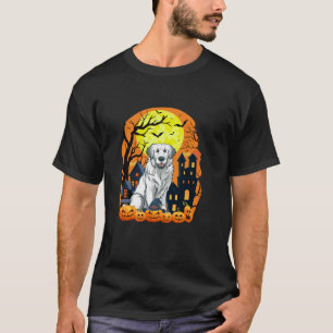 Grote Pyreneeën Hond Met Pompoenen Grappig Enge Ha T-shirt
