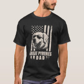 Grote Pyreneeën Hond Papa Amerikaanse vlag geschen T-shirt (Voorkant)