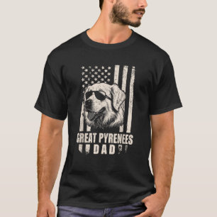 Grote Pyreneeën Hond Papa Amerikaanse vlag geschen T-shirt