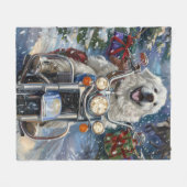Grote Pyreneeën Hond Rijden Motorfiets Kerstmis Fleece Deken (Voorkant (Horizontaal))