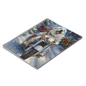 Grote Pyreneeën Hond Rijden Motorfiets Kerstmis Notitieboek (Linkerzijde)