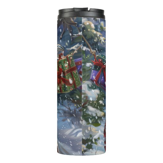 Grote Pyreneeën Hond Rijden Motorfiets Kerstmis Thermosbeker (Achterkant)