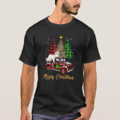 Grote Pyreneeën Hond Rijden Rode Vrachtwagen Kerst T-shirt (Voorkant)