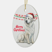 Grote Pyreneeën Hond Santa Hat Holiday Beads Keramisch Ornament (Links)