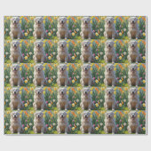 Grote Pyreneeën Hond Spring Bloemen Schilderen Cadeaupapier (Vlak)