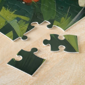 Grote Pyreneeën Hond Spring Bloemen Schilderen Legpuzzel (Zijkant)