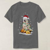 Grote Pyreneeën Hond verlicht kerstviering T-shirt (Design voorkant)