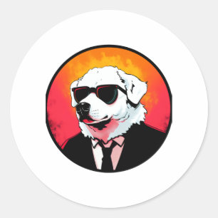 Grote Pyreneeën Hond Zakenman Ronde Sticker