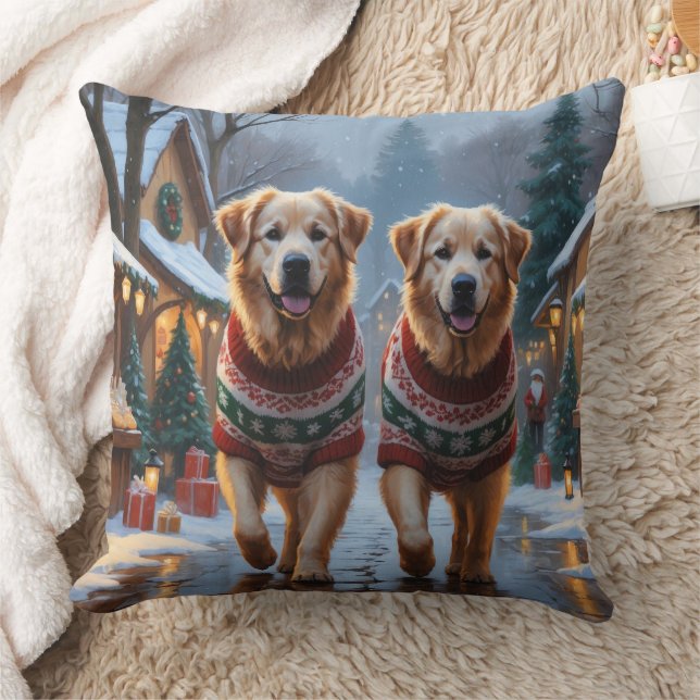 Grote Pyreneeën Honden Kerst Sneeuw Vakantie  Kussen (Deken)