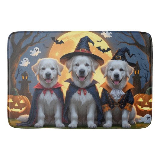 Grote Pyreneeën Honden Pompoen Halloween Grappig Badmat (Voorkant)