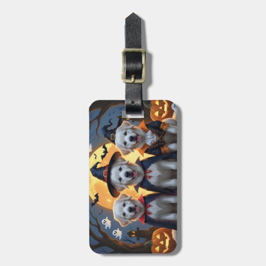 Grote Pyreneeën Honden Pompoen Halloween Grappig Bagagelabel (Voorkant verticaal)