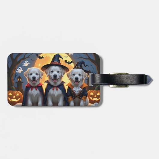 Grote Pyreneeën Honden Pompoen Halloween Grappig Bagagelabel (Achterkant horizontaal)
