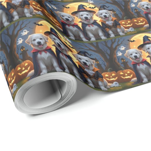 Grote Pyreneeën Honden Pompoen Halloween Grappig Cadeaupapier (Rol Hoek)