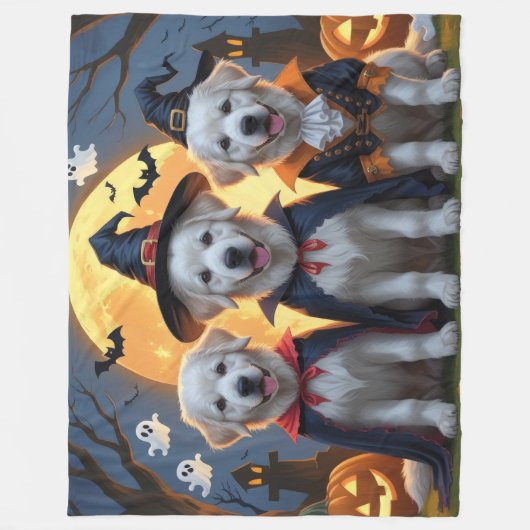 Grote Pyreneeën Honden Pompoen Halloween Grappig Fleece Deken (Voorkant)