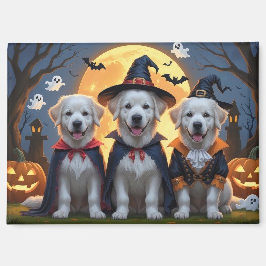 Grote Pyreneeën Honden Pompoen Halloween Grappig Magneet (Voorkant)