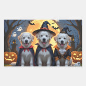 Grote Pyreneeën Honden Pompoen Halloween Grappig Rechthoekige Sticker (Voorkant)