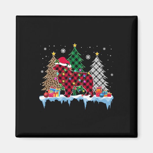 Grote Pyreneeën Hondenboom Kerstverlichting Leuke Magneet (Voorkant)