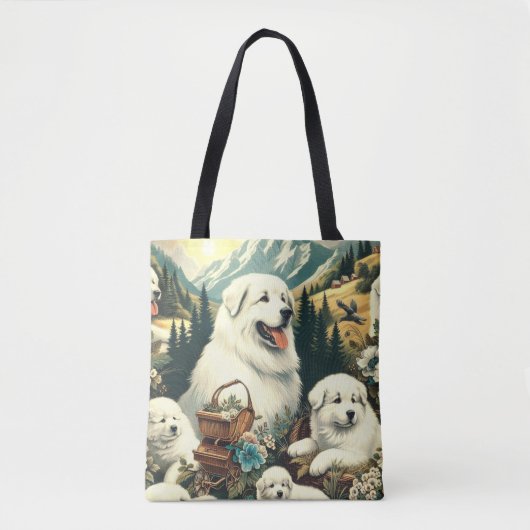  Grote Pyreneeën Hondenillustratie Tote Bag (Voorkant)