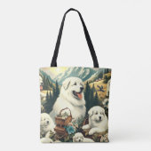  Grote Pyreneeën Hondenillustratie Tote Bag (Achterkant)