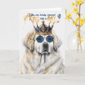 Grote Pyreneeën Hondenkoning voor een Dag Grappige Kaart (Gele Bloem)