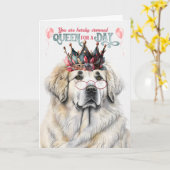 Grote Pyreneeën Hondenkoningin voor een Dag Grappi Kaart (Gele Bloem)