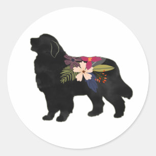 Grote Pyreneeën Hondenras Boho Floral Silhouette P Ronde Sticker