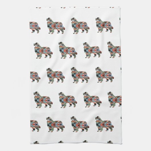 Grote Pyreneeën Hondenras Geo Silhouette Pset Theedoek (Verticaal)