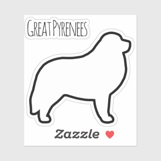 Grote Pyreneeën Hondenras Silhouet Vinyl Sticker (Vel)