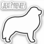 Grote Pyreneeën Hondenras Silhouet Vinyl Sticker (Voorkant)