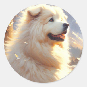 Grote Pyreneeën Hondenschilderij Ronde Sticker