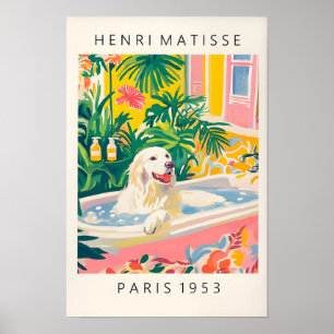 Grote Pyreneeën in badkuip, Matisse wandkunst, Gra Poster