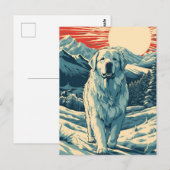 Grote-Pyreneeën in de besneeuwde bergen bij zonson Briefkaart (Voorkant / Achterkant)