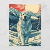 Grote-Pyreneeën in de besneeuwde bergen bij zonson Briefkaart (Voorkant)