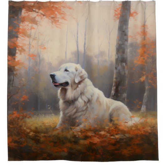 Grote Pyreneeën in de herfst laat Herfst inspirere Douchegordijn (Voorkant)