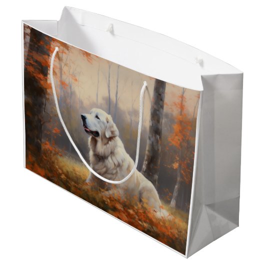 Grote Pyreneeën in de herfst laat Herfst inspirere Groot Cadeauzakje (Achterkant Gekanteld)